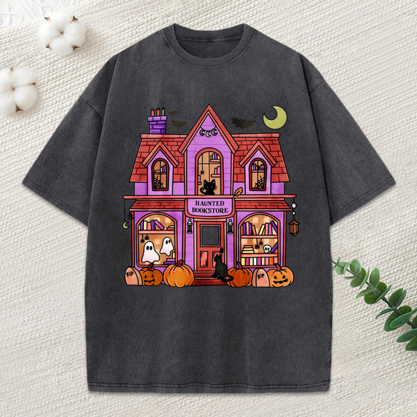Haunted Bookstore Unisex Washed T-Shirt