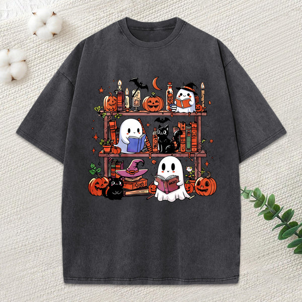Halloween Library Unisex Washed T-Shirt
