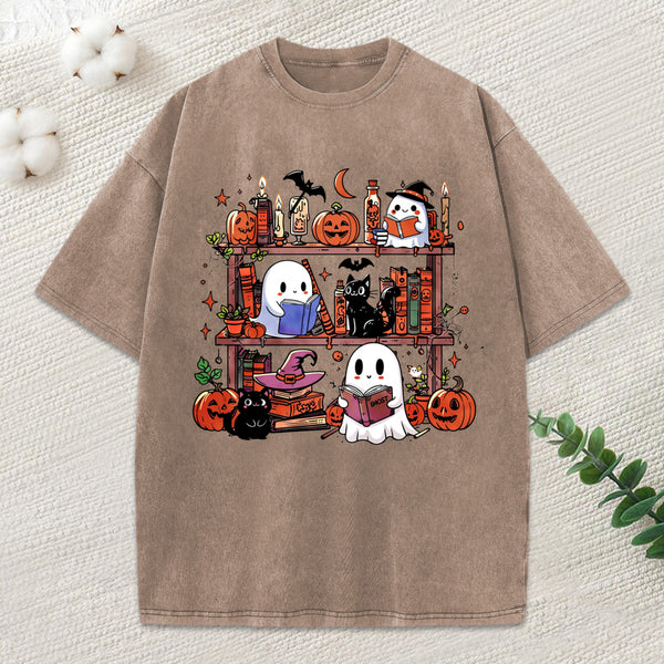 Halloween Library Unisex Washed T-Shirt