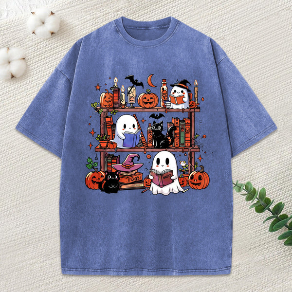 Halloween Library Unisex Washed T-Shirt