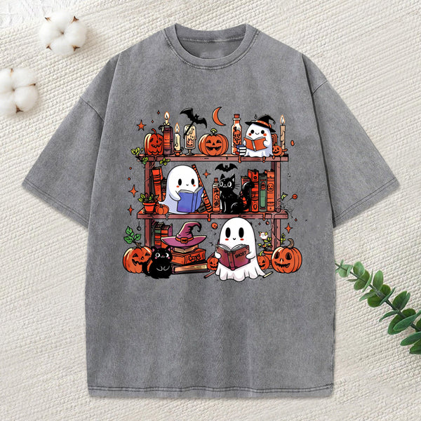 Halloween Library Unisex Washed T-Shirt