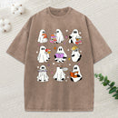 Ghost Reading Books Unisex Washed T-Shirt