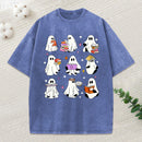 Ghost Reading Books Unisex Washed T-Shirt