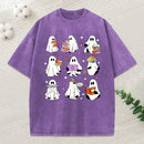 Ghost Reading Books Unisex Washed T-Shirt