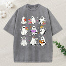 Ghost Reading Books Unisex Washed T-Shirt