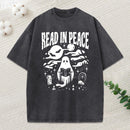 Read In Peace Ghost Reading Unisex Washed T-Shirt