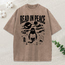 Read In Peace Ghost Reading Unisex Washed T-Shirt