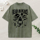 Read In Peace Ghost Reading Unisex Washed T-Shirt
