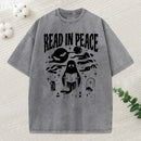 Read In Peace Ghost Reading Unisex Washed T-Shirt