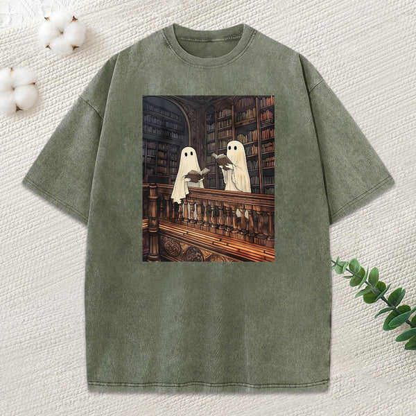 Ghost Reading Unisex Washed T-Shirt