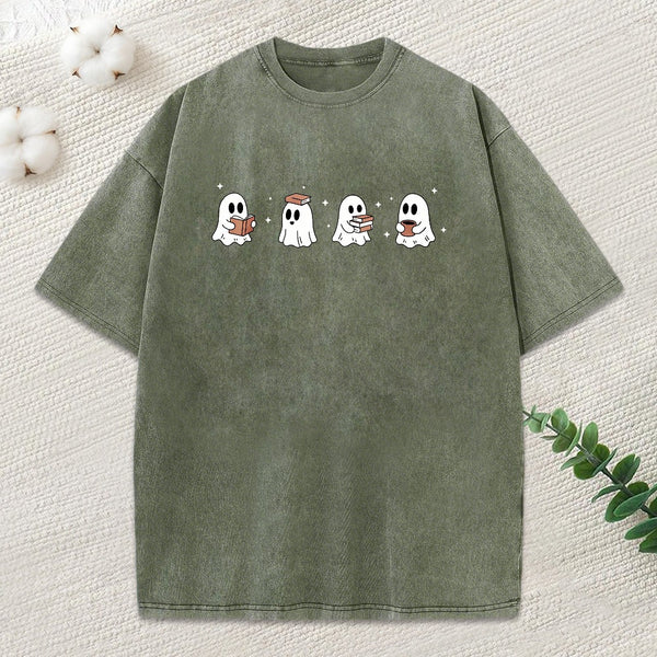 Bookish Ghost Unisex Washed T-Shirt