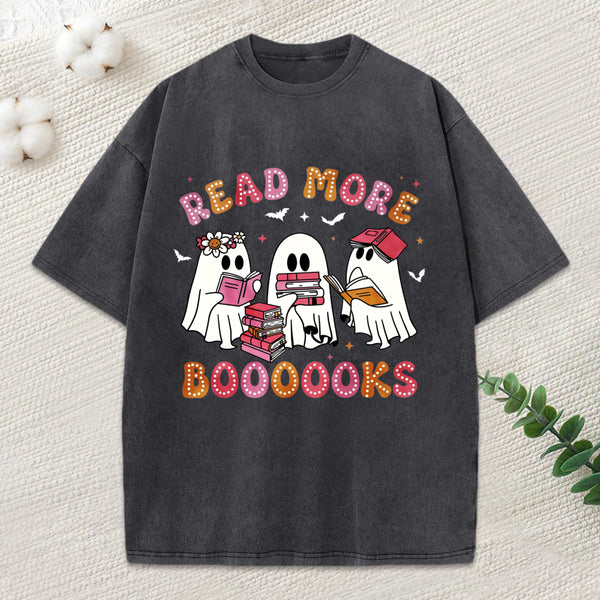 Cute Ghost Book Read More Books Unisex Washed T-Shirt