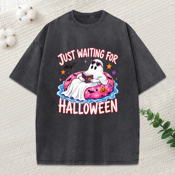Just Waiting For Halloween Unisex Washed T-Shirt