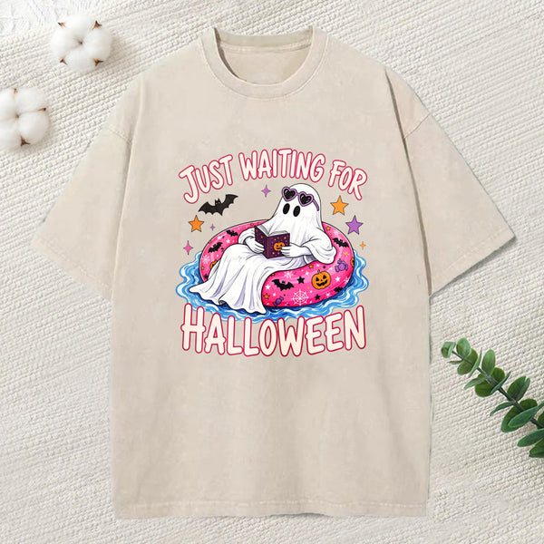 Just Waiting For Halloween Unisex Washed T-Shirt