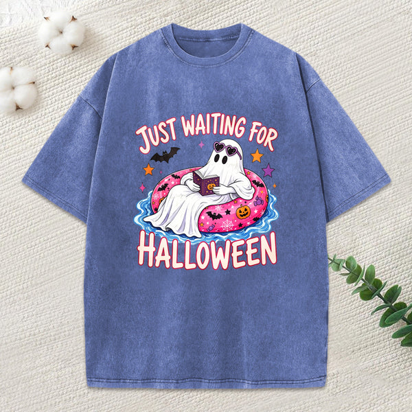 Just Waiting For Halloween Unisex Washed T-Shirt
