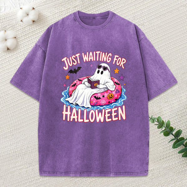 Just Waiting For Halloween Unisex Washed T-Shirt