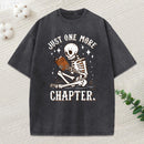 Just One More Chapter Halloween Skeleton Unisex Washed T-Shirt
