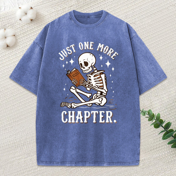 Just One More Chapter Halloween Skeleton Unisex Washed T-Shirt