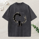 Samurai And Dragon Fatherhood Washed T-Shirt
