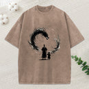 Samurai And Dragon Fatherhood Washed T-Shirt