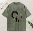 Samurai And Dragon Fatherhood Washed T-Shirt