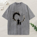 Samurai And Dragon Fatherhood Washed T-Shirt