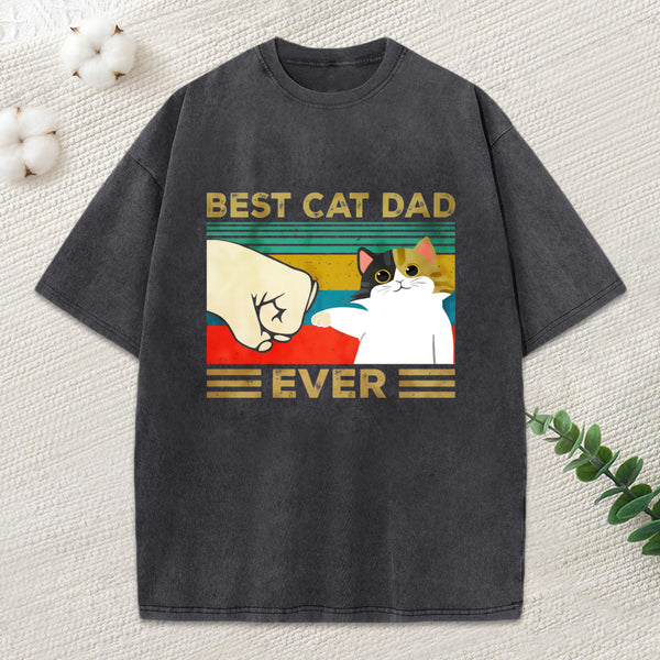 Cat Dad Funny Washed T-Shirt