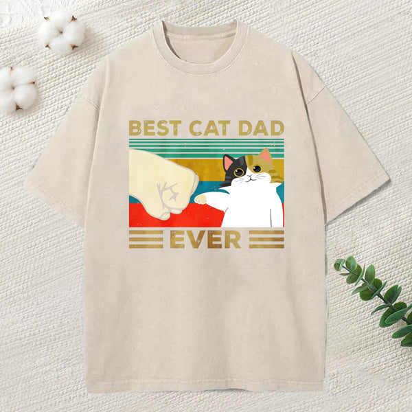 Cat Dad Funny Washed T-Shirt