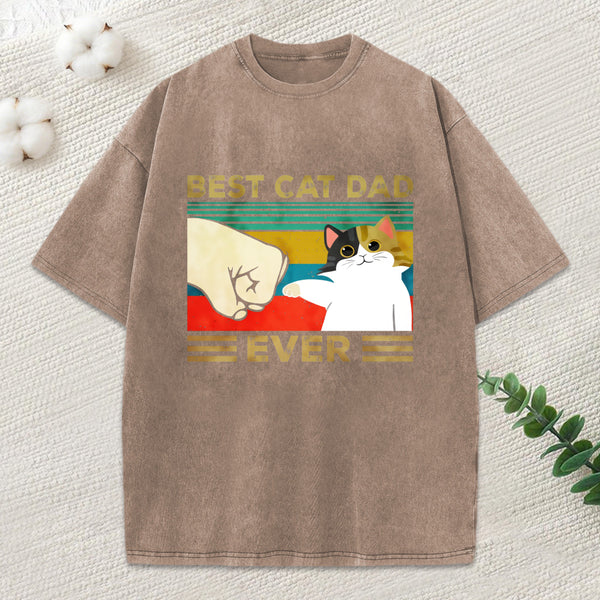 Cat Dad Funny Washed T-Shirt