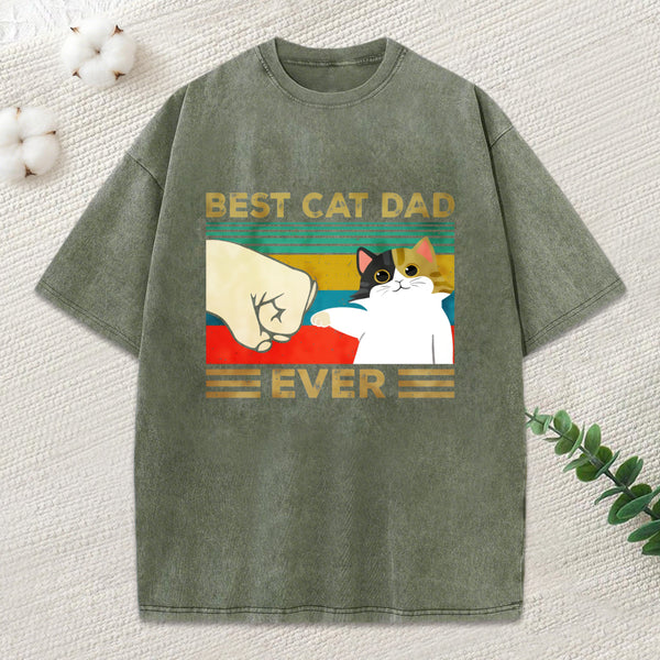 Cat Dad Funny Washed T-Shirt