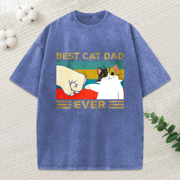 Cat Dad Funny Washed T-Shirt