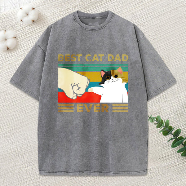 Cat Dad Funny Washed T-Shirt