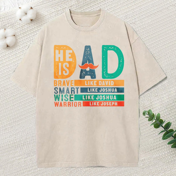He Is Dad Christian Washed T-Shirt