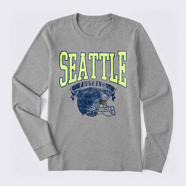 Vintage Football Hometown Team Print Long Sleeve T-Shirt