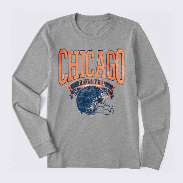 Vintage Football Hometown Team Print Long Sleeve T-Shirt
