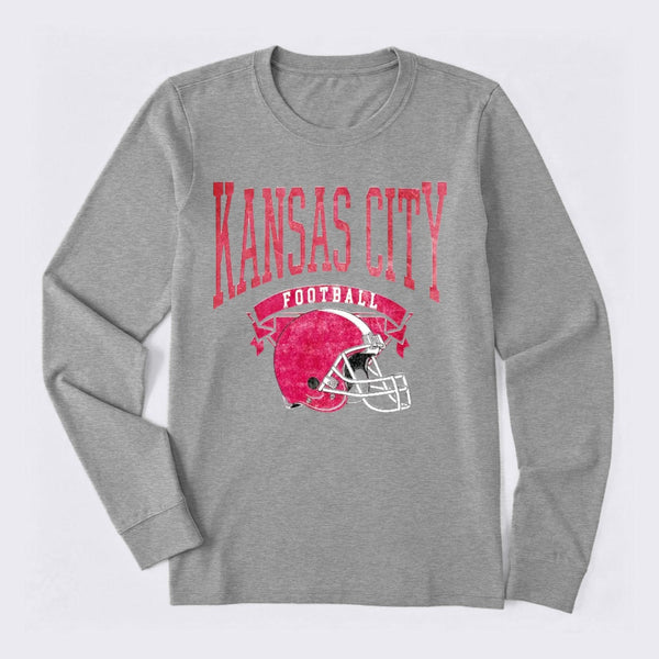 Vintage Football Hometown Team Print Long Sleeve T-Shirt