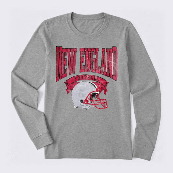 Vintage Football Hometown Team Print Long Sleeve T-Shirt
