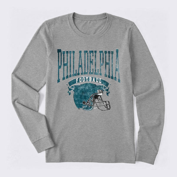 Vintage Football Hometown Team Print Long Sleeve T-Shirt