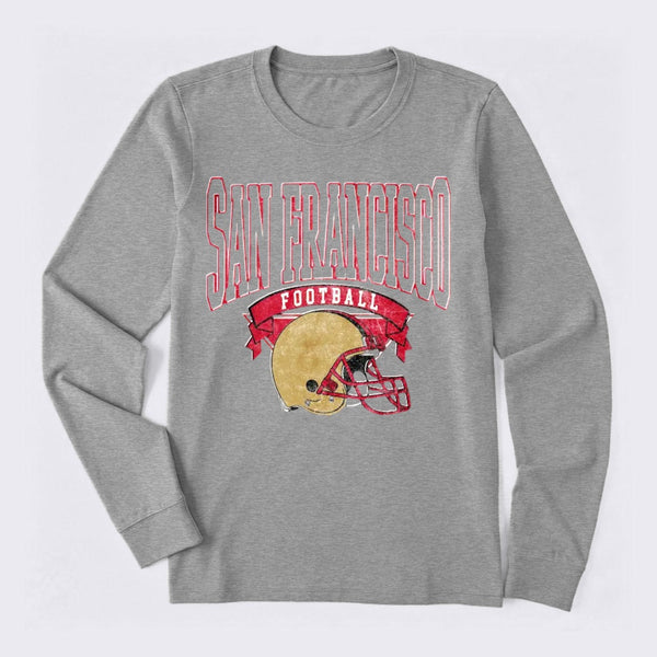 Vintage Football Hometown Team Print Long Sleeve T-Shirt