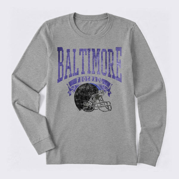 Vintage Football Hometown Team Print Long Sleeve T-Shirt