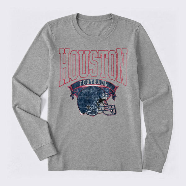 Vintage Football Hometown Team Print Long Sleeve T-Shirt
