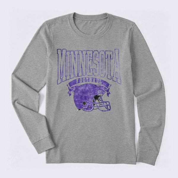 Vintage Football Hometown Team Print Long Sleeve T-Shirt