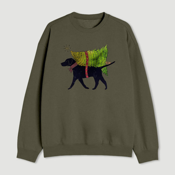 Dog Carrying Christmas Tree Sweatshirt
