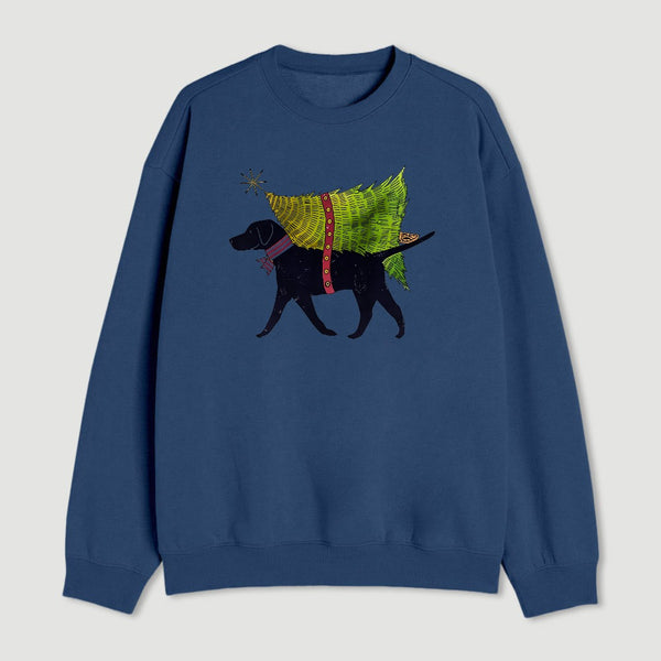 Dog Carrying Christmas Tree Sweatshirt