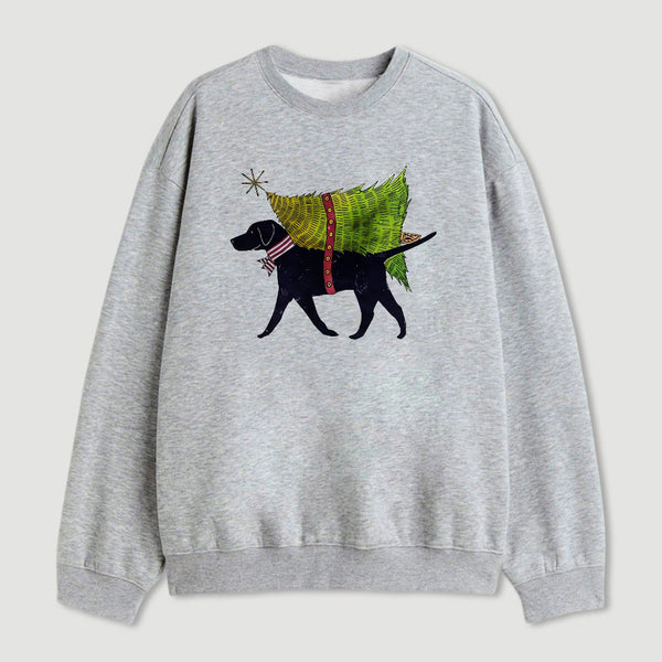 Dog Carrying Christmas Tree Sweatshirt