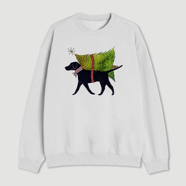 Dog Carrying Christmas Tree Sweatshirt