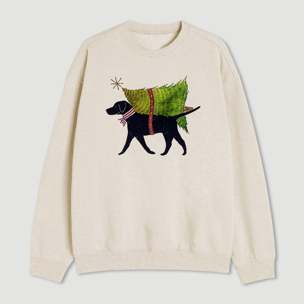 Dog Carrying Christmas Tree Sweatshirt