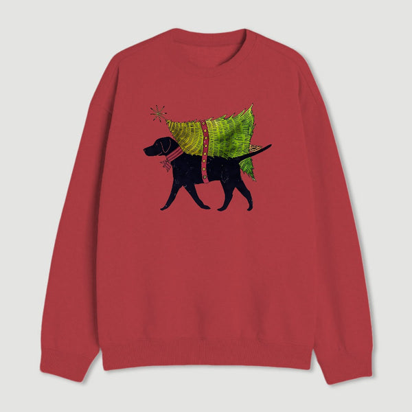 Dog Carrying Christmas Tree Sweatshirt