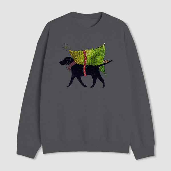 Dog Carrying Christmas Tree Sweatshirt