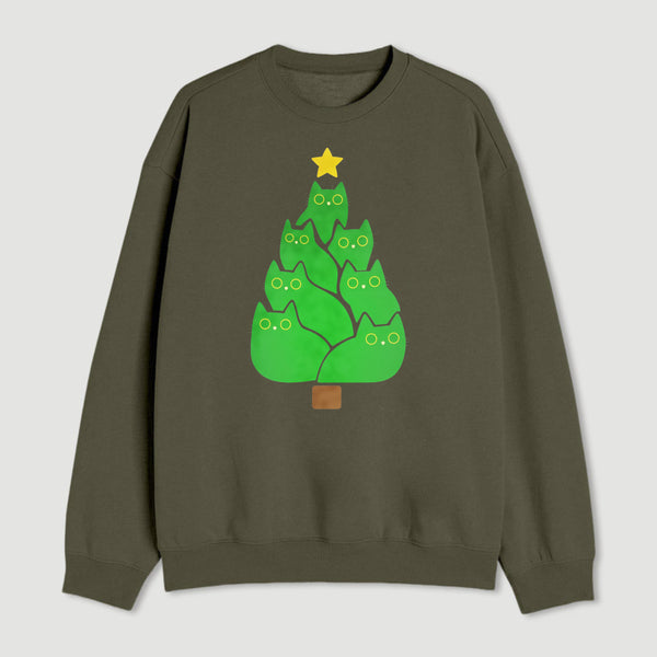 Christmas Tree Cat Japanese Sweatshirt